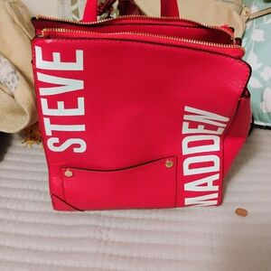 Steve Madden Red Leather Backpack